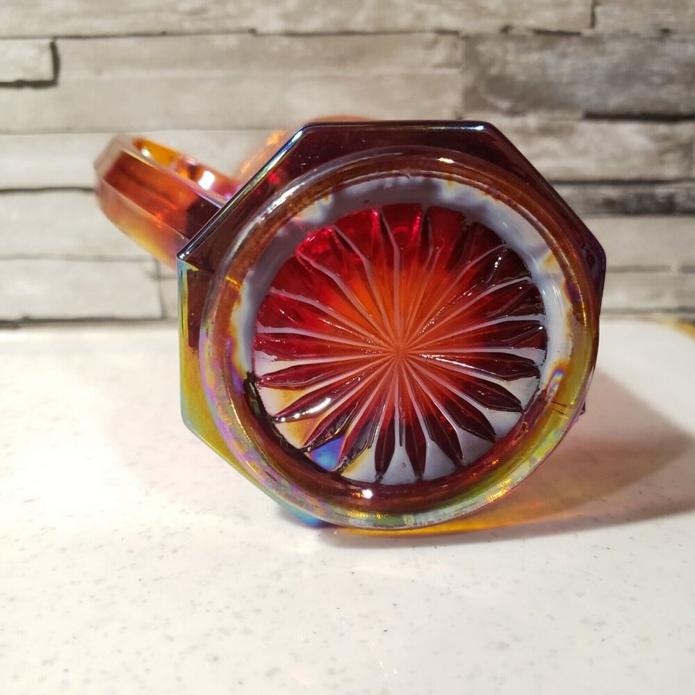 Vintage Red Carnival Glass Pitcher Creamer Lusterware Iridescent MCM - Picture 5 of 6